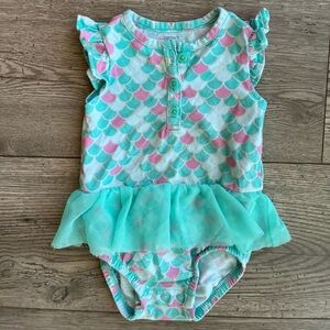 Carter’s Baby Girl Onesie with Tutu Mermaid Print Blue and Pink Size 6 Months